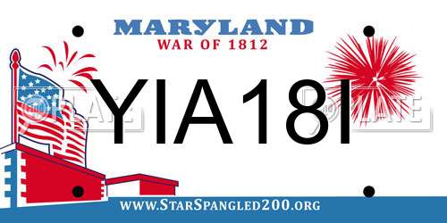 YIA18I Maryland License Plate
