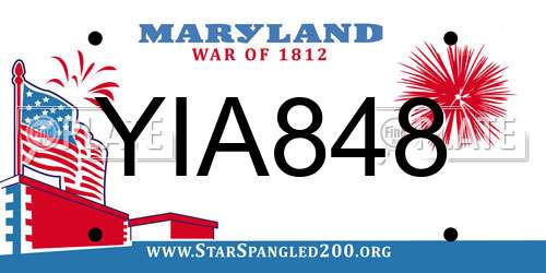 YIA848 Maryland License Plate
