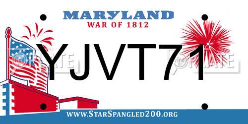 YJVT71 Maryland License Plate