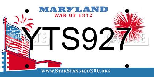 YTS927 Maryland License Plate