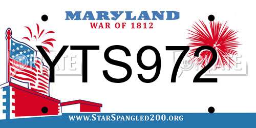 YTS972 Maryland License Plate
