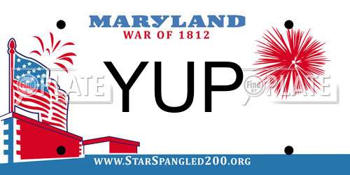 YUP Maryland License Plate