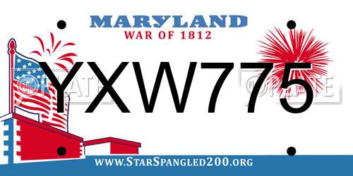 YXW775 Maryland License Plate