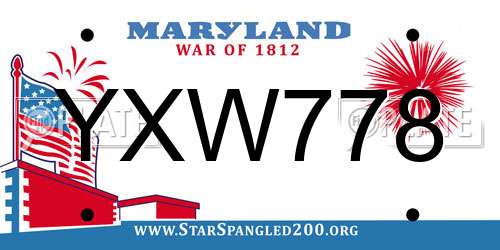 YXW778 Maryland License Plate