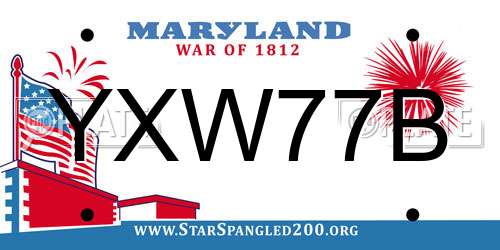 YXW77B Maryland License Plate