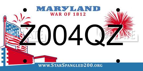 Z004QZ Maryland License Plate