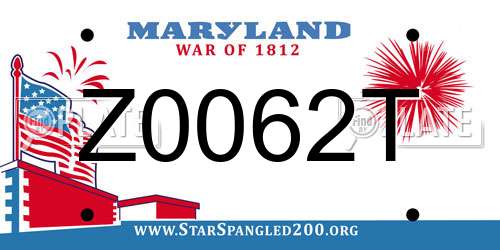 Z0062T Maryland License Plate