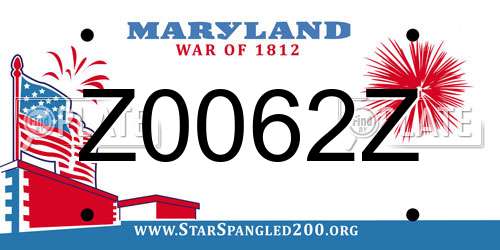 Z0062Z Maryland License Plate