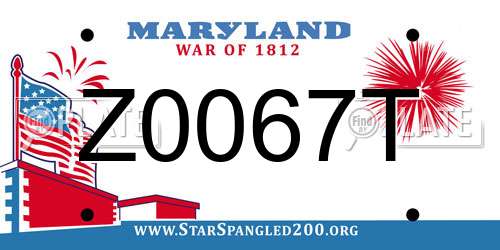 Z0067T Maryland License Plate
