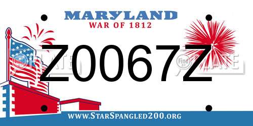 Z0067Z Maryland License Plate