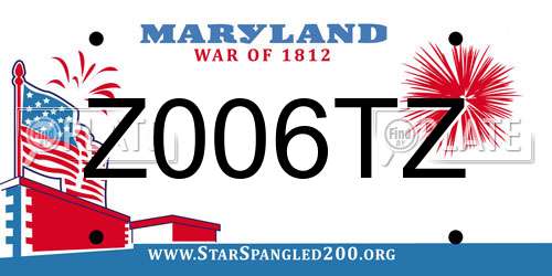 Z006TZ Maryland License Plate