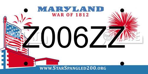Z006ZZ Maryland License Plate