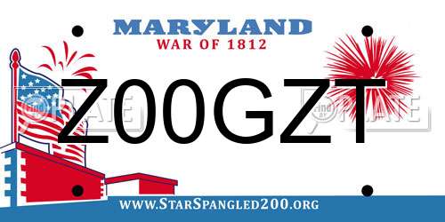 Z00GZT Maryland License Plate