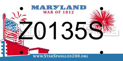 Z0135S Maryland License Plate