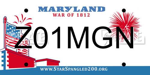 Z01MGN Maryland License Plate