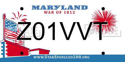 Z01VVT Maryland License Plate
