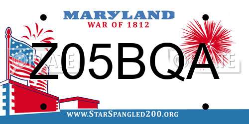 Z05BQA Maryland License Plate