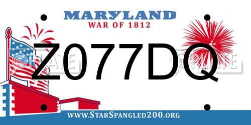 Z077DQ Maryland License Plate