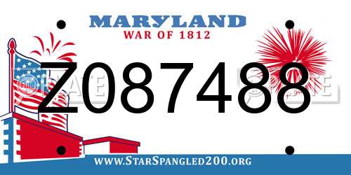 Z087488 Maryland License Plate