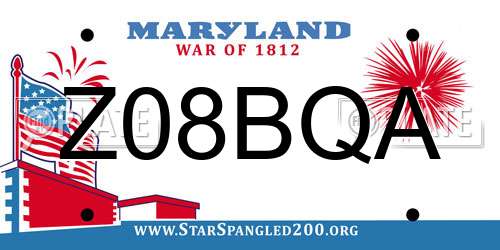 Z08BQA Maryland License Plate