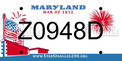 Z0948D Maryland License Plate