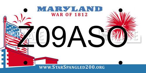 Z09ASO Maryland License Plate
