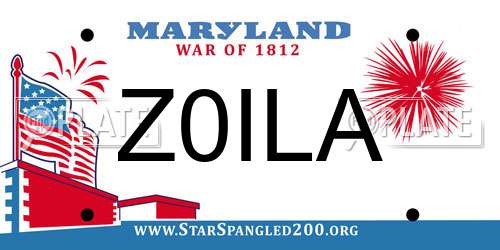 Z0ILA Maryland License Plate