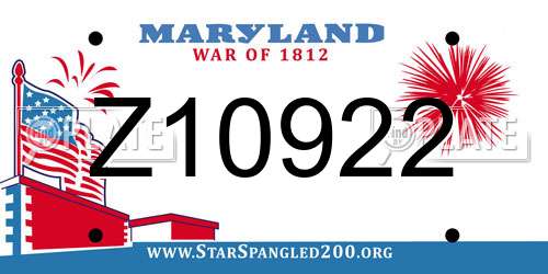 Z10922 Maryland License Plate