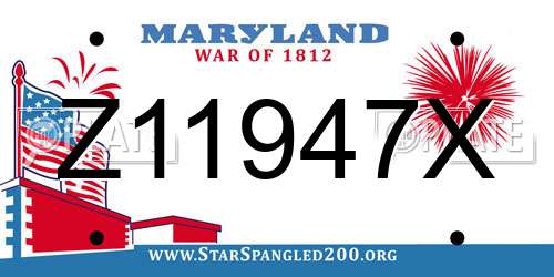 Z11947X Maryland License Plate