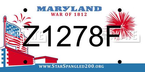 Z1278F Maryland License Plate