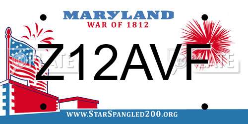 Z12AVF Maryland License Plate
