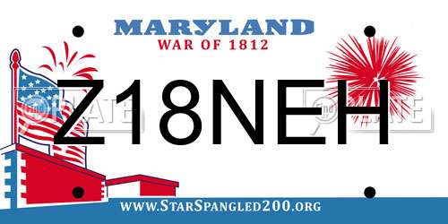 Z18NEH Maryland License Plate