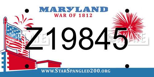 Z19845 Maryland License Plate