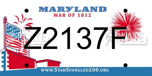 Z2137F Maryland License Plate