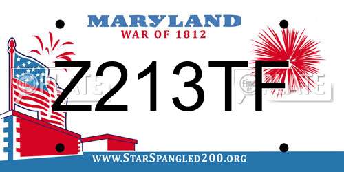 Z213TF Maryland License Plate