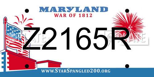 Z2165R Maryland License Plate