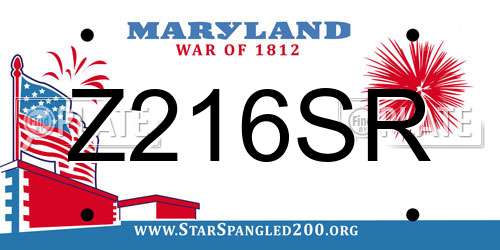 Z216SR Maryland License Plate