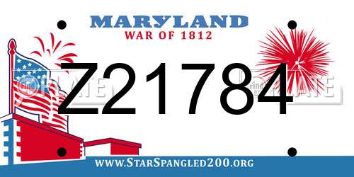 Z21784 Maryland License Plate