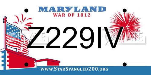Z229IV Maryland License Plate