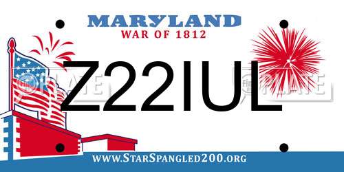 Z22IUL Maryland License Plate