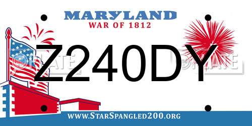 Z240DY Maryland License Plate