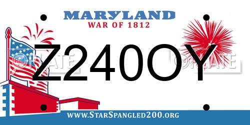 Z240OY Maryland License Plate