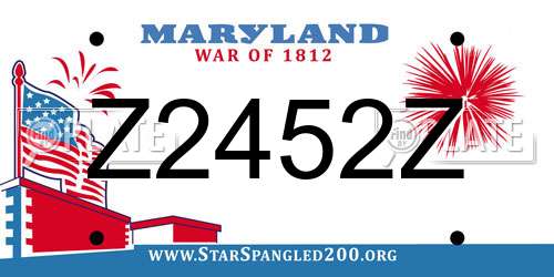 Z2452Z Maryland License Plate