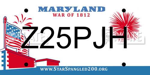 Z25PJH Maryland License Plate