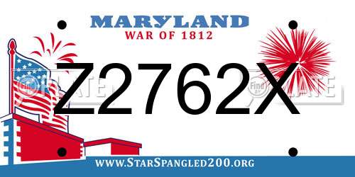 Z2762X Maryland License Plate