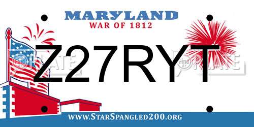 Z27RYT Maryland License Plate