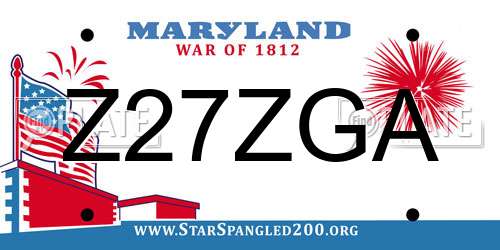 Z27ZGA Maryland License Plate