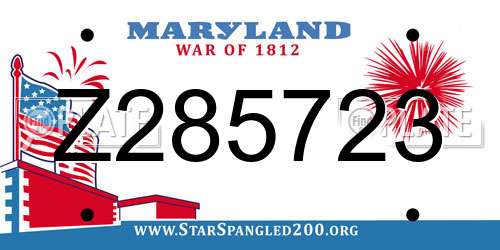 Z285723 Maryland License Plate