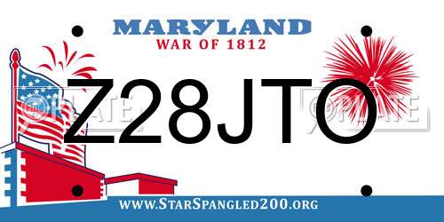 Z28JTO Maryland License Plate