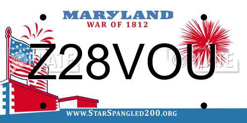 Z28VOU Maryland License Plate